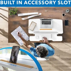 Mount-It! 38"W Standing Desk Converter With Adjustable Height, White