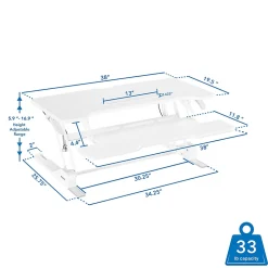 Mount-It! 38"W Standing Desk Converter With Adjustable Height, White