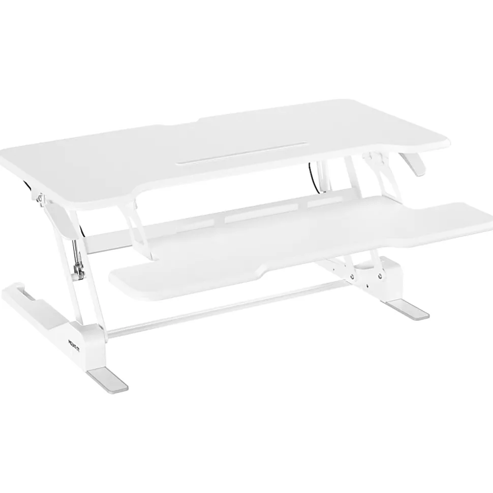 Mount-It! 38"W Standing Desk Converter With Adjustable Height, White