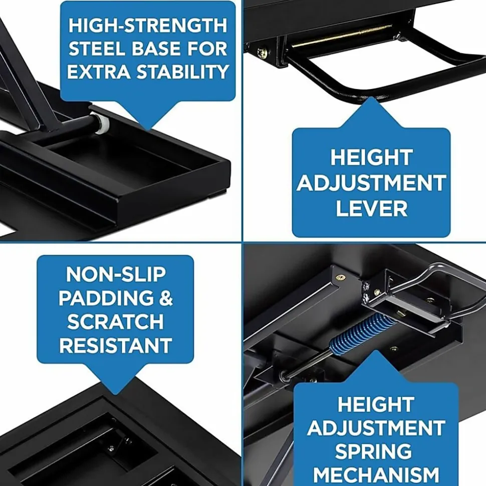 Mount-It! X-Lift 32"W Standing Desk Converter With Adjustable Height, Brown