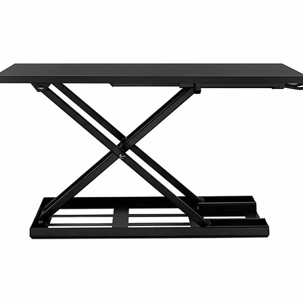 Mount-It! X-Lift 32"W Standing Desk Converter With Adjustable Height, Brown