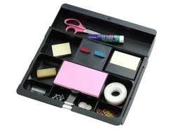 3M™ Plastic 11-Compartment Storage Desk Drawer Organizer, 1" x 11 3/4" x 11 14/16", Black