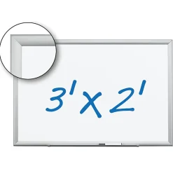 3M™ Porcelain Magnetic Dry-Erase Whiteboard, 24" x 36", Aluminum Frame With Silver Finish