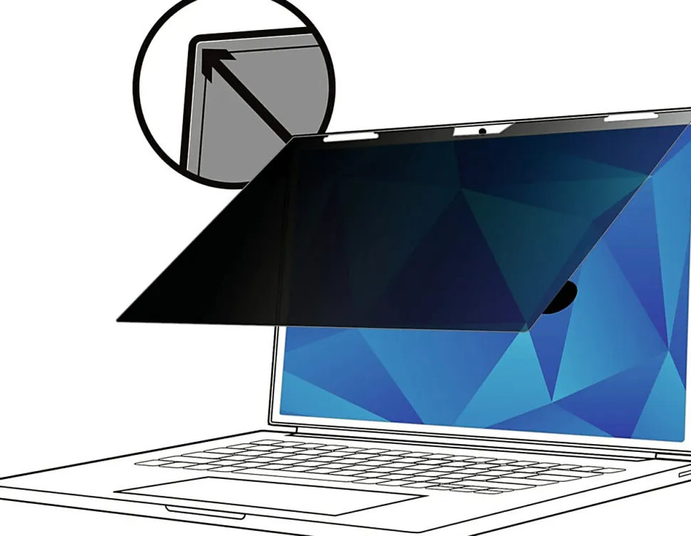 3M Privacy Filter for Laptops with 3M™ COMPLY™ Magnetic Flip Attach, 15.6" Full Screen, 16:9 Aspect Ratio, Reduces Blue Light, Anti-Glare