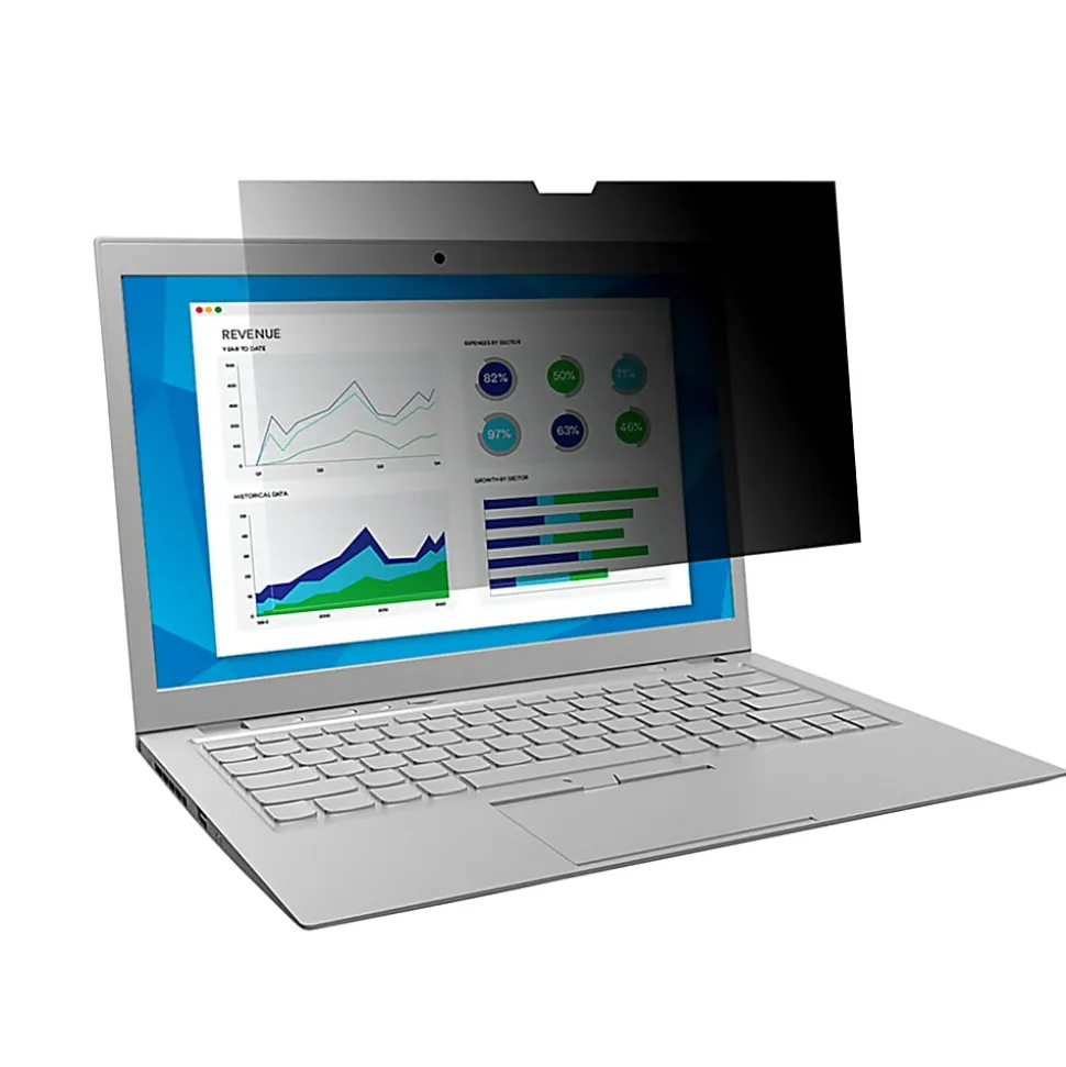 3M Privacy Filter for Laptops with 3M™ COMPLY™ Magnetic Flip Attach, 13.3" Full Screen, 16:9 Aspect Ratio, Reduces Blue Light, Anti-Glare