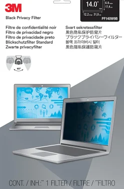 3M™ Privacy Filter Screen with COMPLY™ Attachment for 14" Widescreen Laptops, 16:9 Aspect Ratio, Reduces Blue Light, Anti-Glare