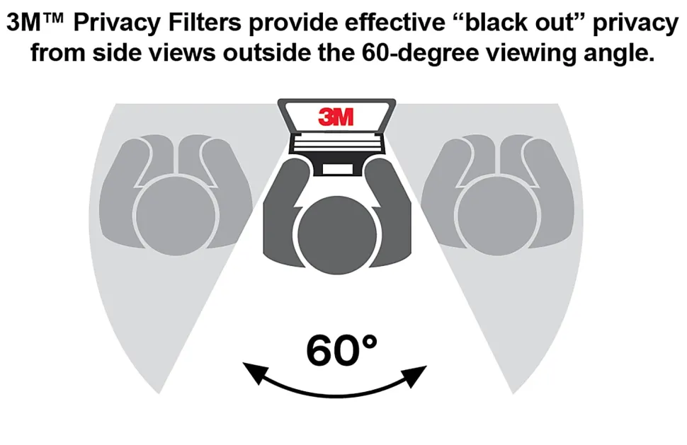 3M™ Privacy Filter Screen with COMPLY™ Attachment for 14" Widescreen Laptops, 16:9 Aspect Ratio, Reduces Blue Light, Anti-Glare