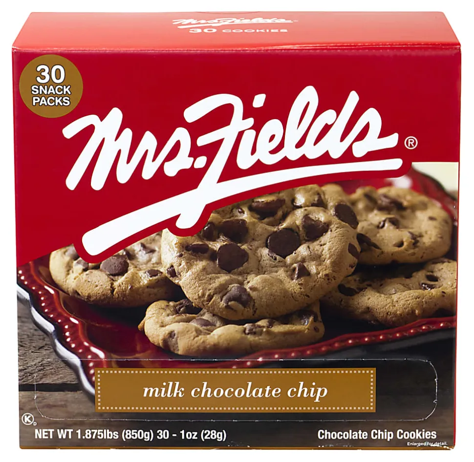 Mrs. Fields Milk Chocolate Chip Cookies, 1 Oz, Pack Of 30 Cookies