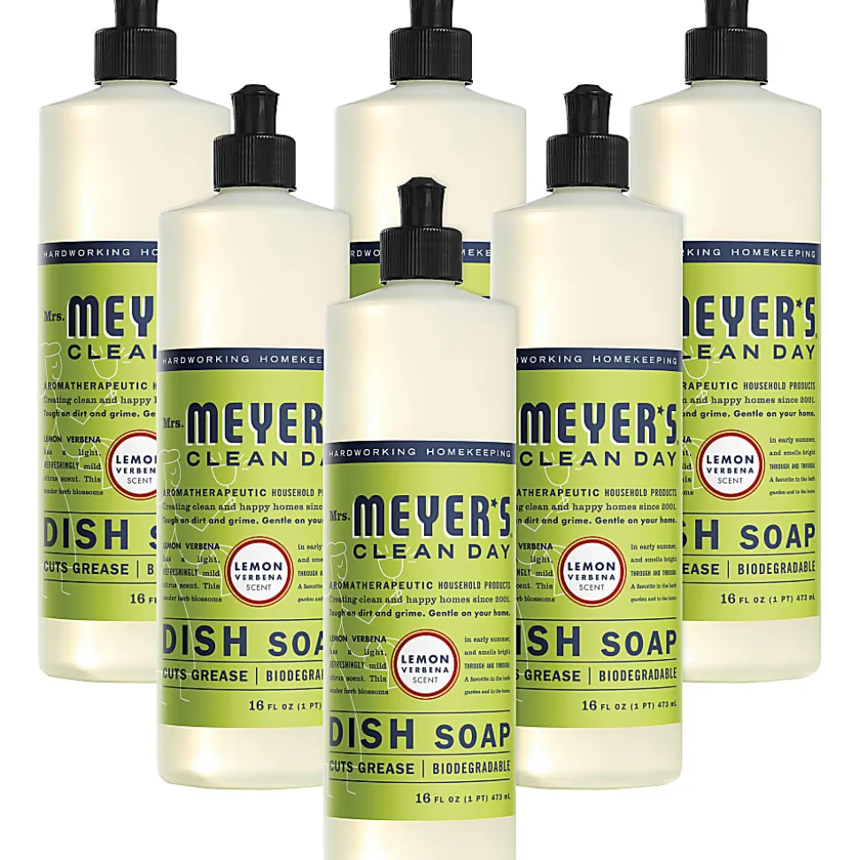 Mrs. Meyer's Clean Day Dishwashing Soap, Lemon Scent, 16 Oz Bottle, Case Of 6