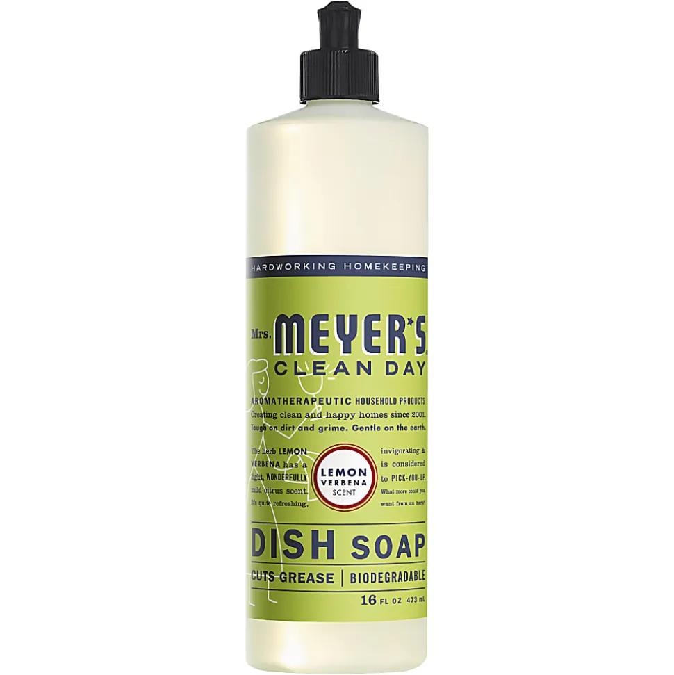 Mrs. Meyer's Clean Day Dishwashing Soap, Lemon Scent, 16 Oz Bottle, Case Of 6