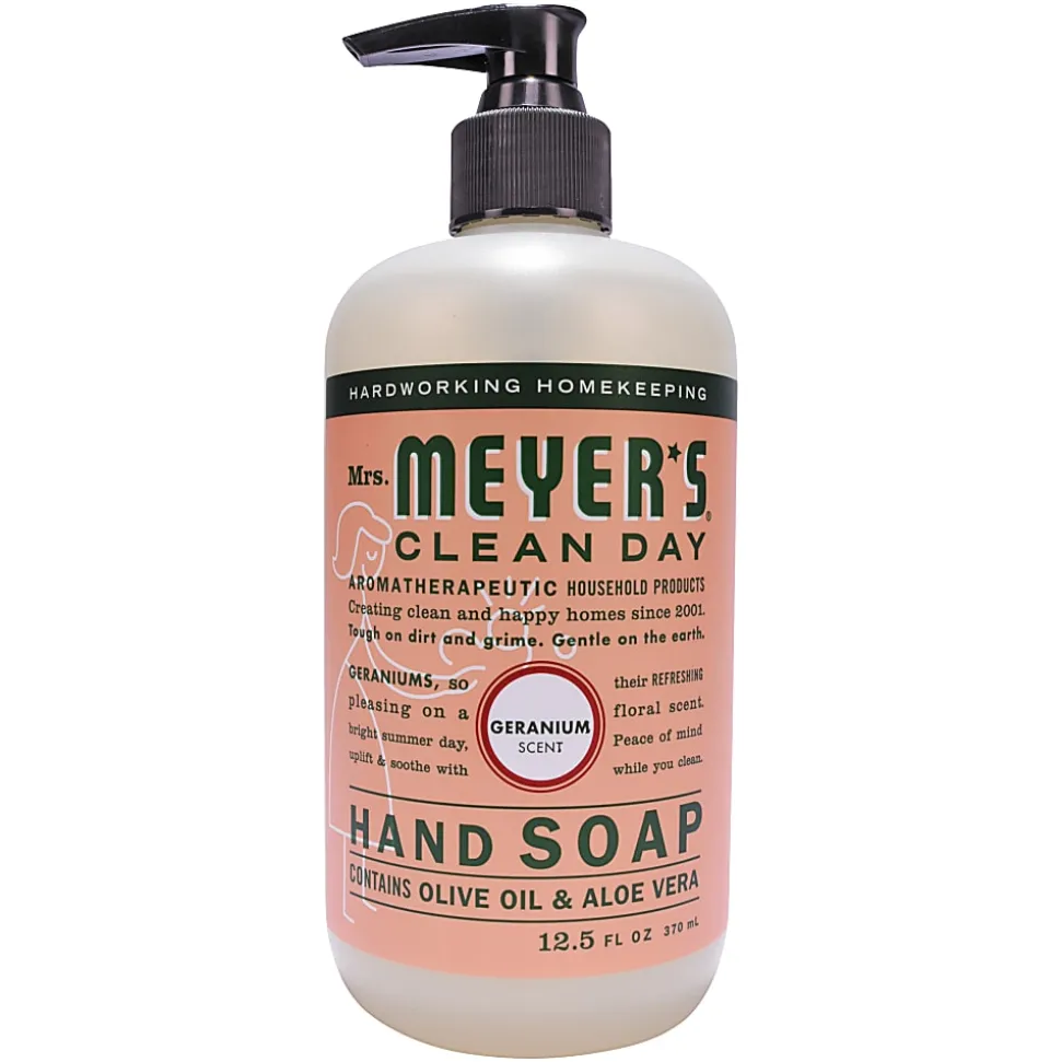 Mrs. Meyer's Clean Day Liquid Hand Soap, Geranium Scent, 12.5 Oz, Carton Of 6 Bottles