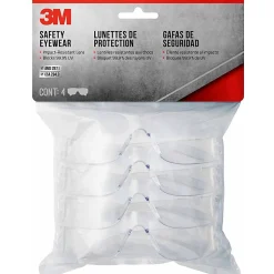 3M Safety Eyewear Anti-Scratch, 4 Pack of Safety Glasses, Clear, Clear Lens
