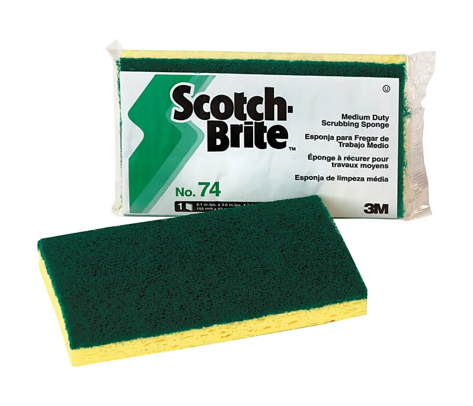 3M Scotch-Brite™ Cellulose Medium-Duty Scrubbing Sponge, 6 1/4"H x 3 1/2"W x 3/4"D, Yellow/Green