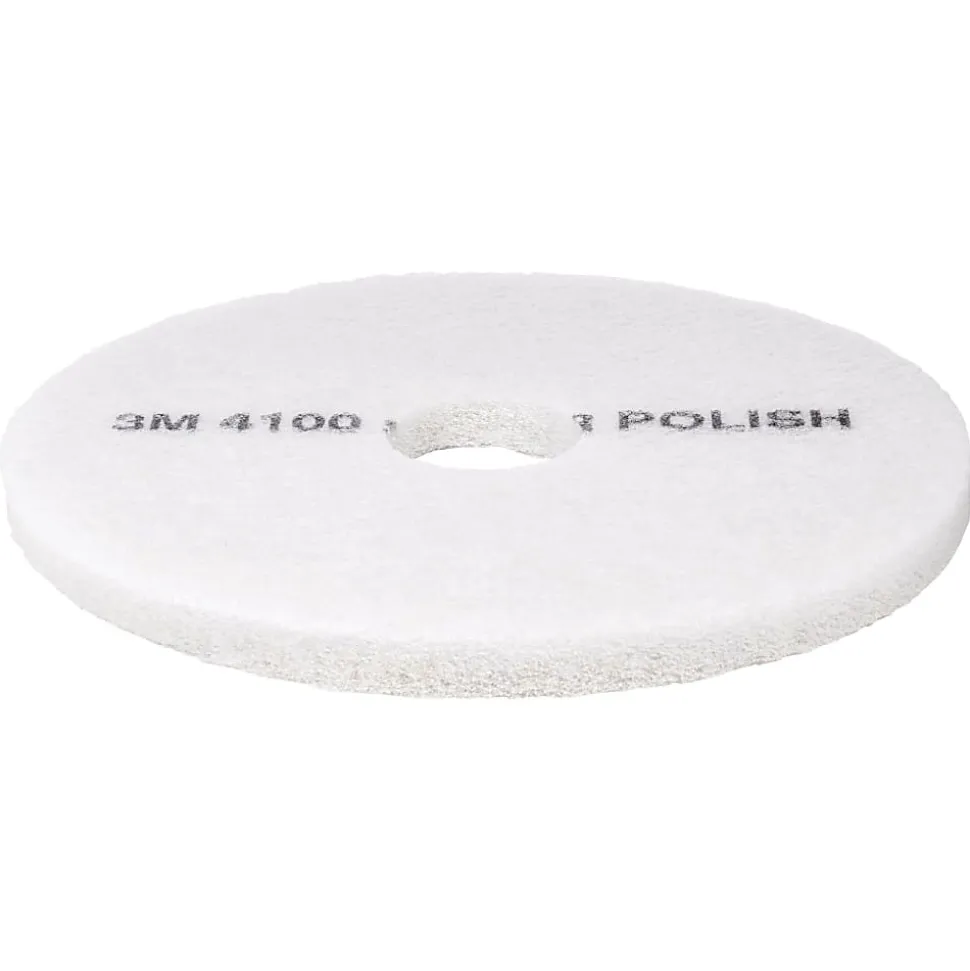 3M™ 4100 Super Polishing Floor Pads, 20" Diameter, White, Box Of 5