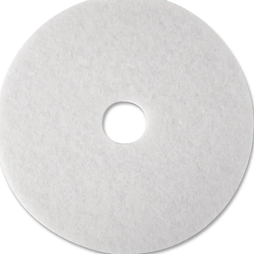 3M™ 4100 Super Polishing Floor Pads, 20" Diameter, White, Box Of 5