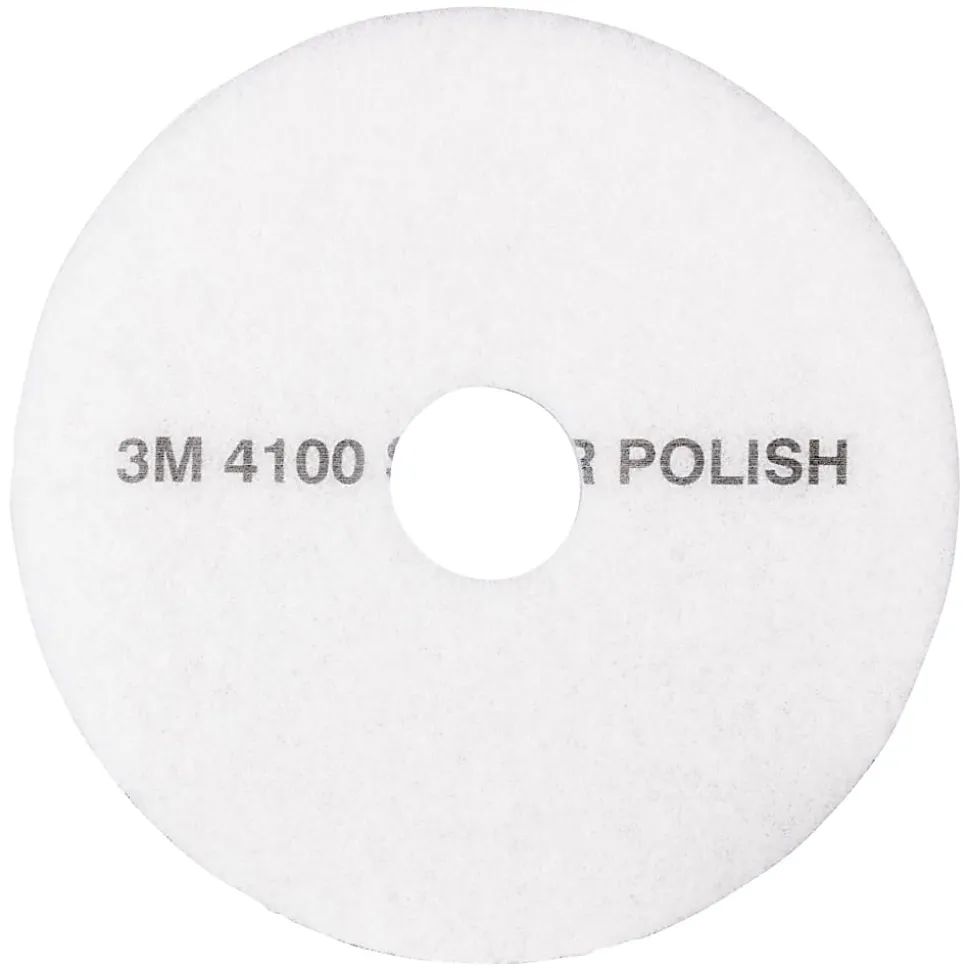 3M™ 4100 Super Polishing Floor Pads, 17" Diameter, White, Box Of 5