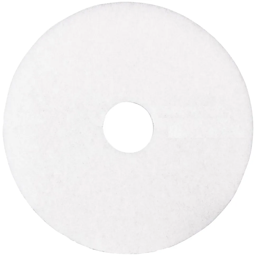 3M™ 4100 Super Polishing Floor Pads, 18" Diameter, White, Pack Of 5 Pads