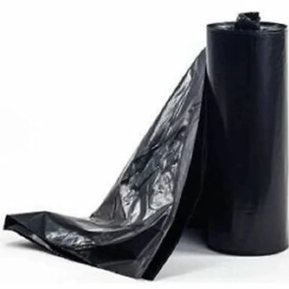 MultiPlast Systems Low Density Can Liners, 60 Gallon, 38 x 58 , 20% Recycled, Black, 10 Bags Per Pack, Case Of 10 Packs