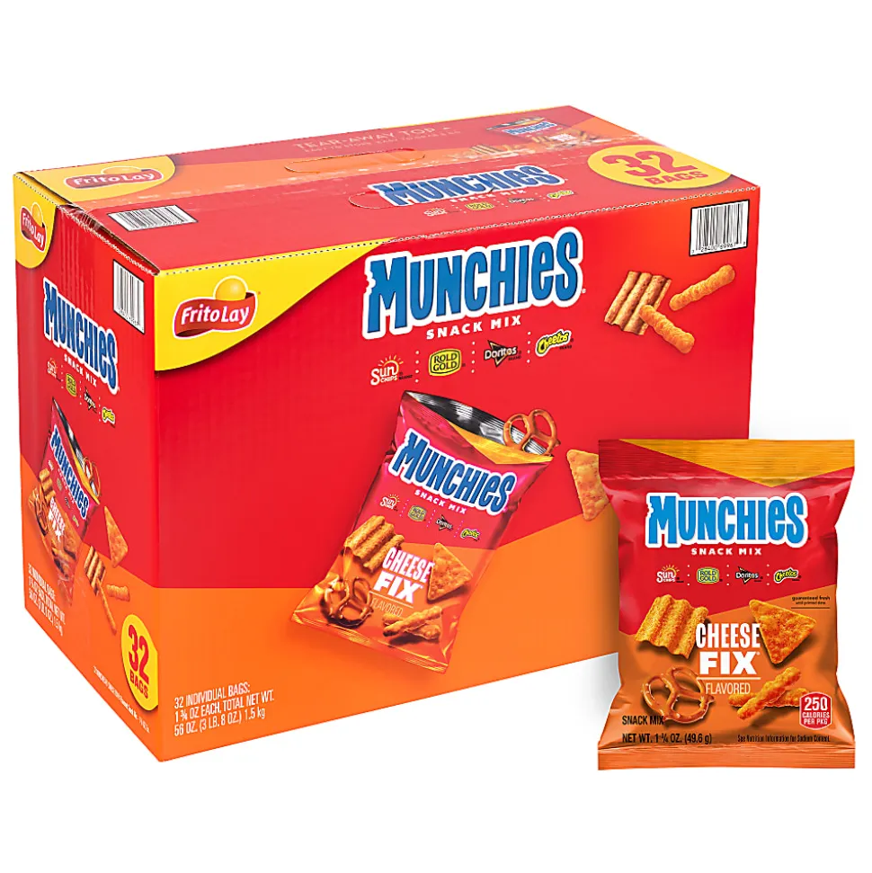 Munchies Cheese Fix Snack Mix Bags, 1.75 Oz, Pack Of 32 Bags
