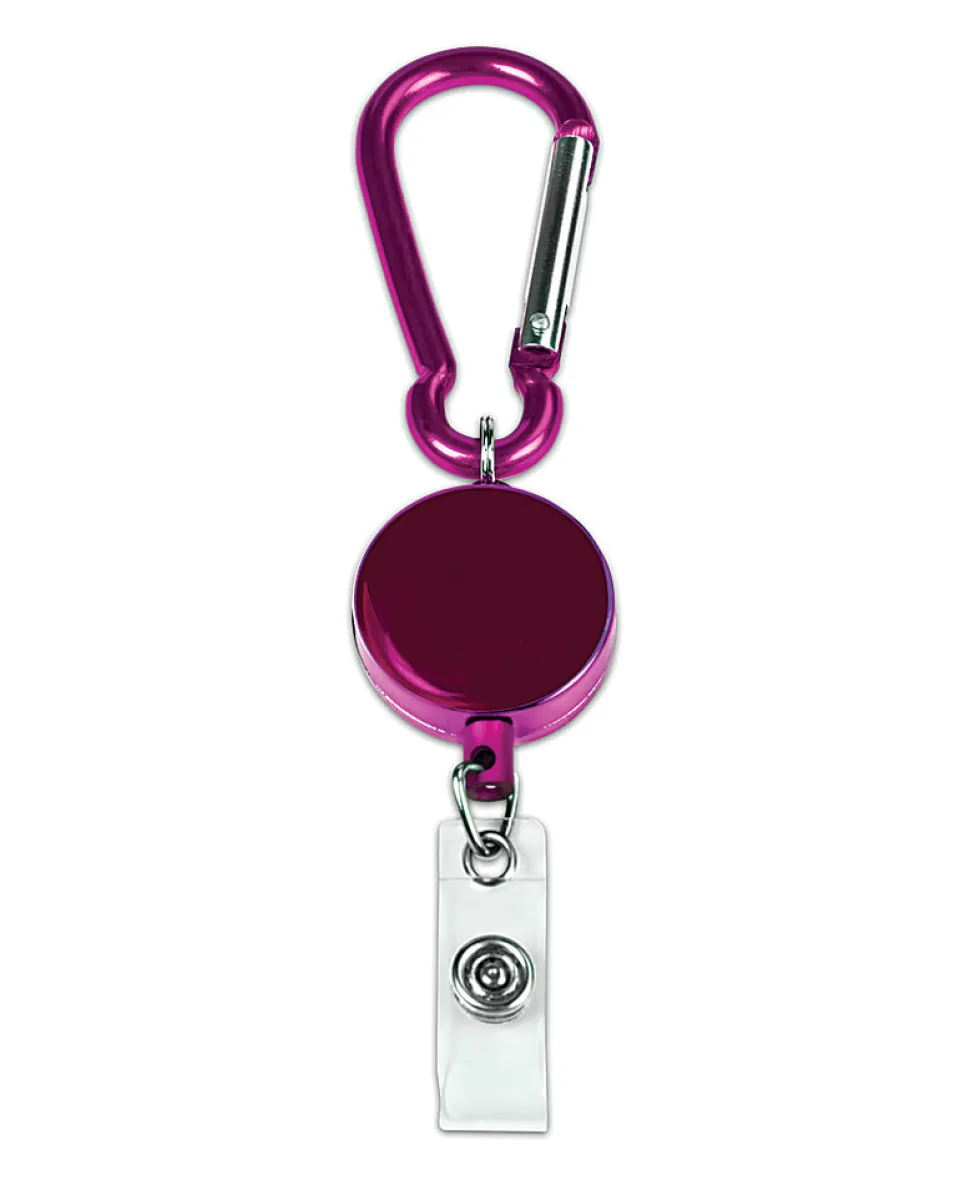 MyID Reel Carabiner Card Holder, 1 1/4", Pink