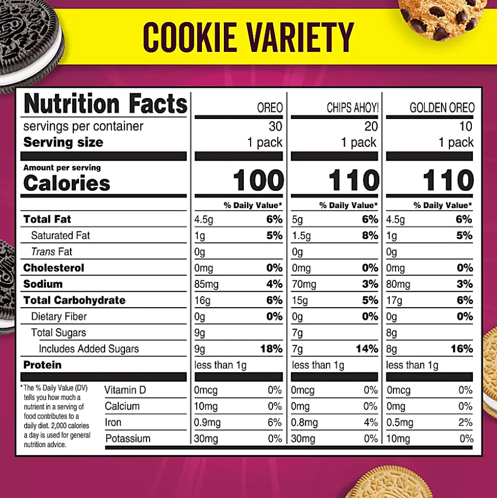 Nabisco Cookie Variety Pack, 44.8 Oz, Box Of 60 Packs