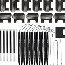 Nadex Coins Ball and Chain Security Pen Set (12 Pens, Black) - Rubber - Black