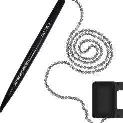 Nadex Coins Ball and Chain Security Pen Set (12 Pens, Black) - Rubber - Black