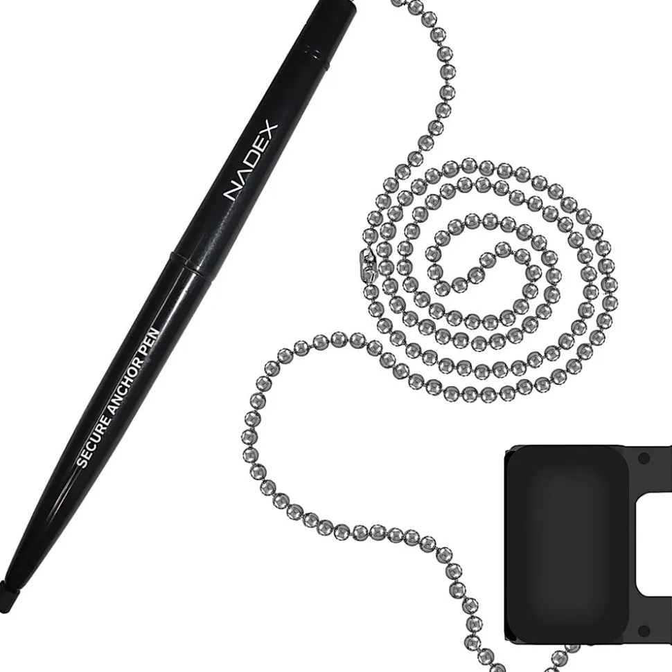 Nadex Coins Ball and Chain Security Pen Set (12 Pens, Black) - Rubber - Black