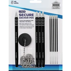 Nadex Coins NCS8-1177 4-Pack Secure Counter Ballpoint Pens (Black) - Black Ink - 4 / Pack