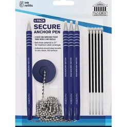Nadex Coins NCS8-1180 4-Pack Secure Counter Ballpoint Pens (Blue) - Blue Ink - 4 / Pack