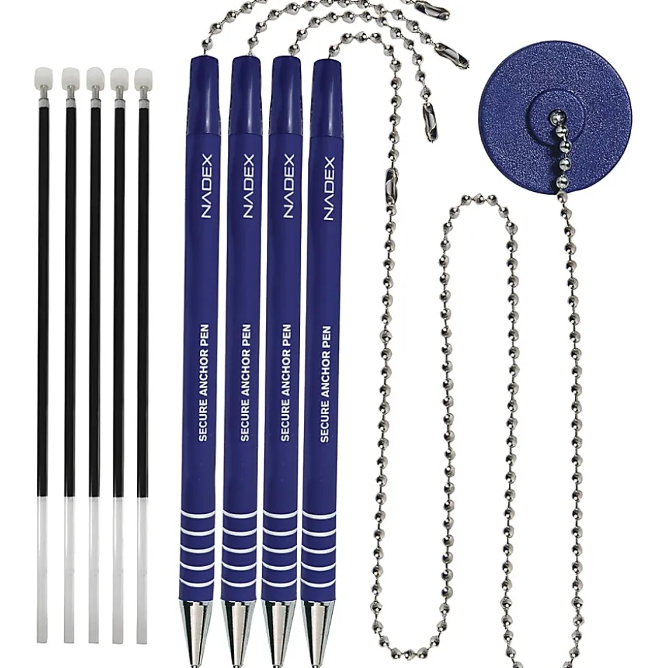 Nadex Coins NCS8-1180 4-Pack Secure Counter Ballpoint Pens (Blue) - Blue Ink - 4 / Pack
