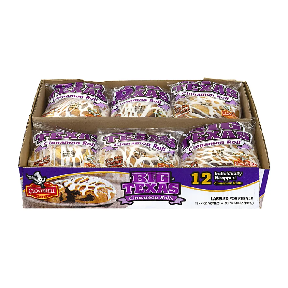 National Brand Cloverhill Big Texas Cinnamon Roll, 4 Oz, Pack Of 12