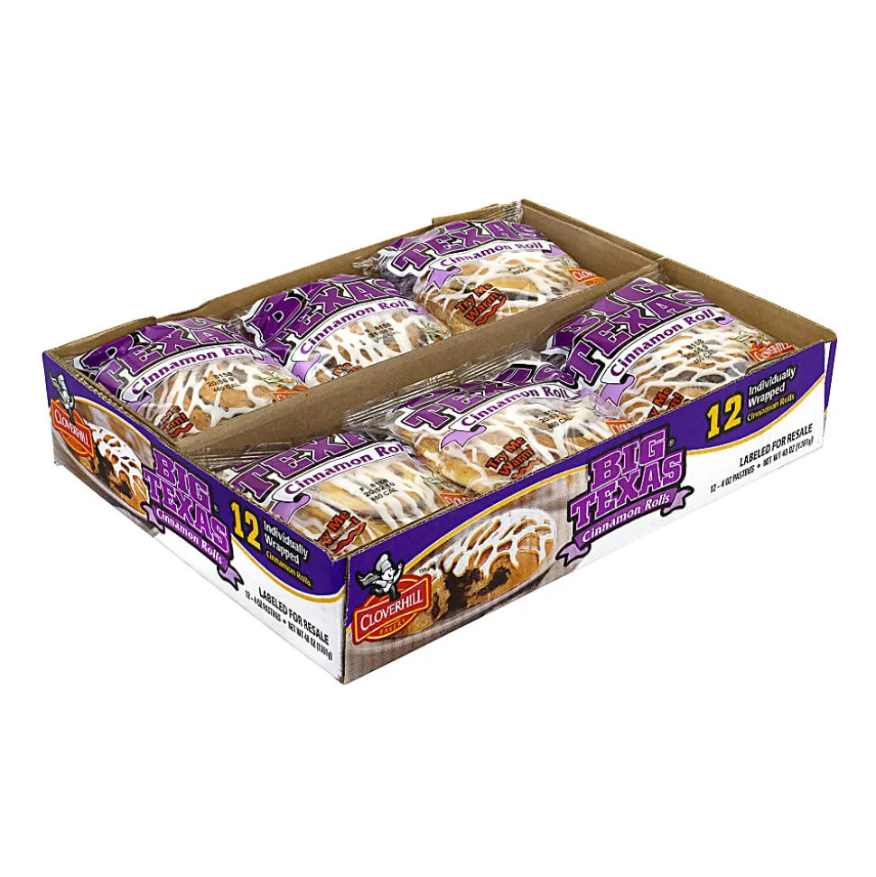 National Brand Cloverhill Big Texas Cinnamon Roll, 4 Oz, Pack Of 12