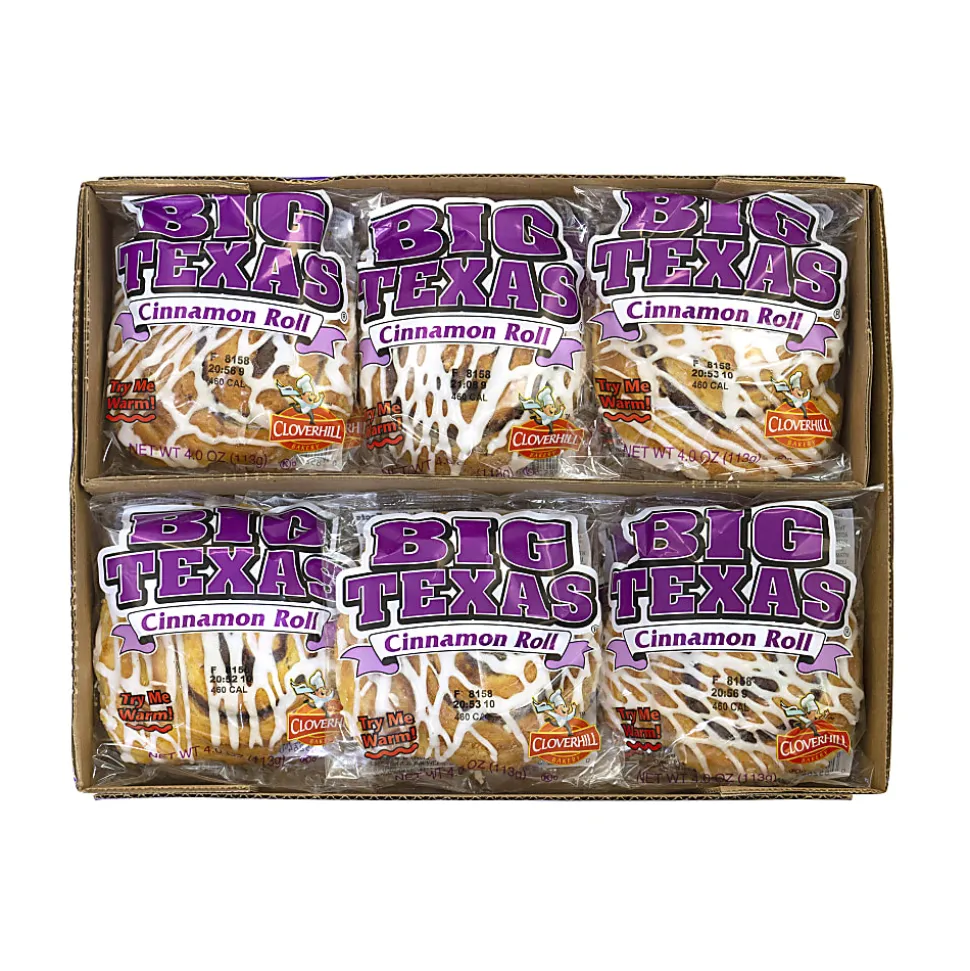 National Brand Cloverhill Big Texas Cinnamon Roll, 4 Oz, Pack Of 12