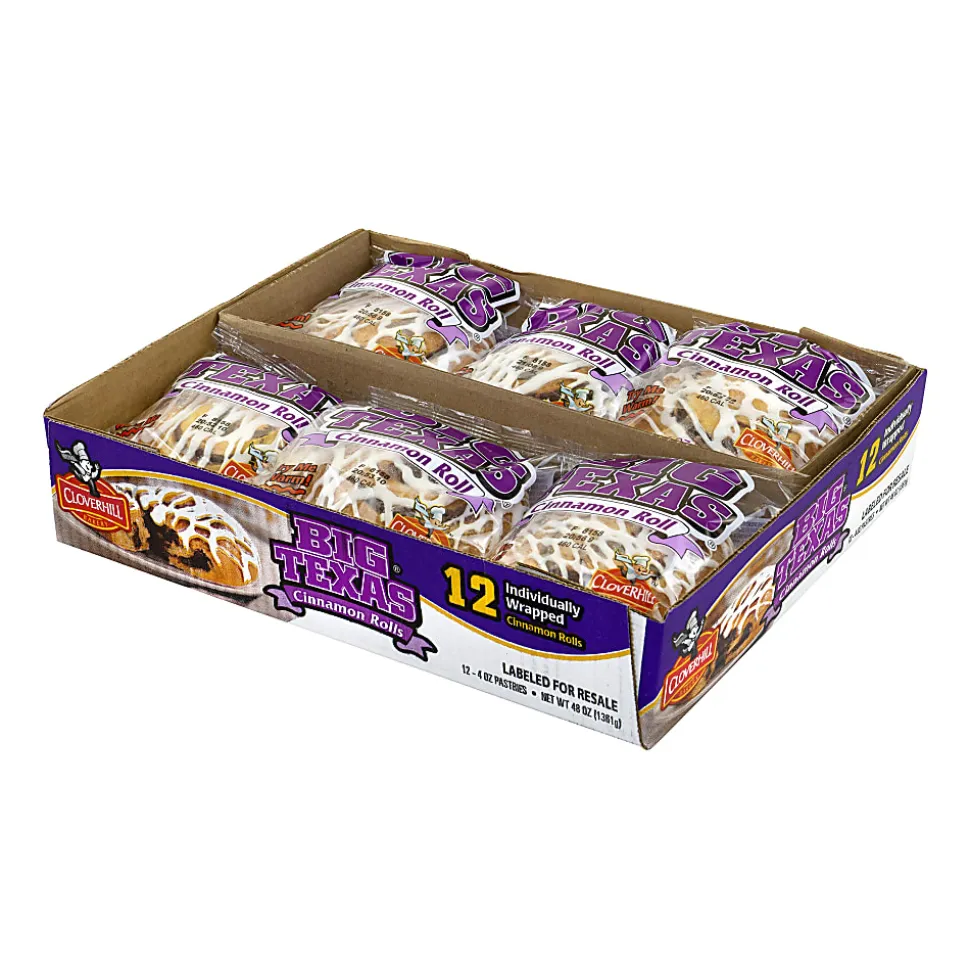 National Brand Cloverhill Big Texas Cinnamon Roll, 4 Oz, Pack Of 12