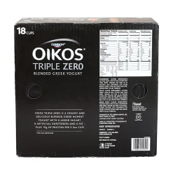 National Brand Dannon Oikos Triple Zero Blended Greek Nonfat Yogurt Variety Pack, 5.3 Oz, Pack Of 18 Tubs