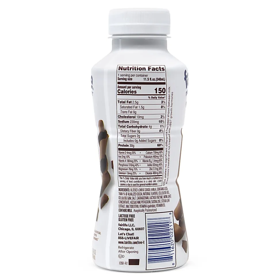National Brand FAIRLIFE High Protein Chocolate Nutrition Shakes, 11.5 Oz, Pack Of 12 Shakes