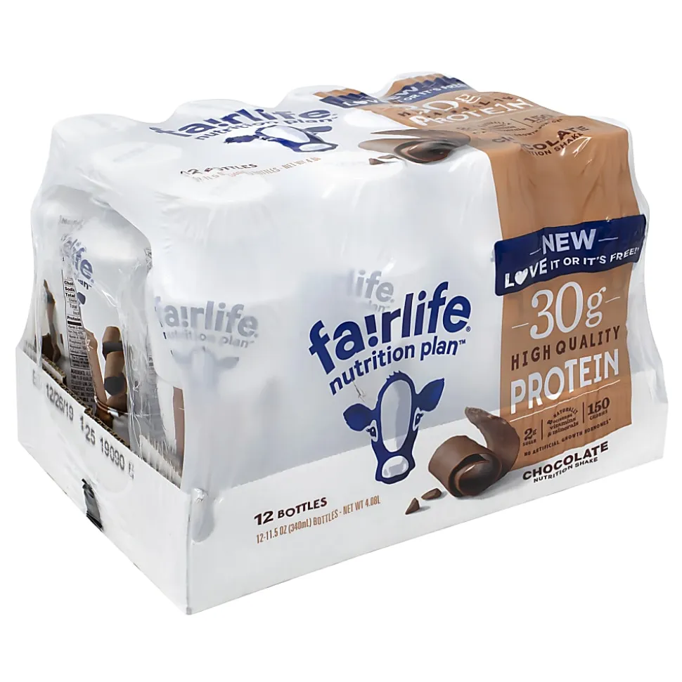 National Brand FAIRLIFE High Protein Chocolate Nutrition Shakes, 11.5 Oz, Pack Of 12 Shakes