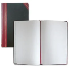 National® Brand Hardbound Columnar Record Book, 14 1/8" x 8 5/8", 50% Recycled, Black, 41 Lines Per Page, Book Of 300 Pages