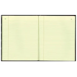 National® Brand 50% Recycled Black Texhide Record Book With Margin, 8 3/8" x 10 3/8", 300 Pages
