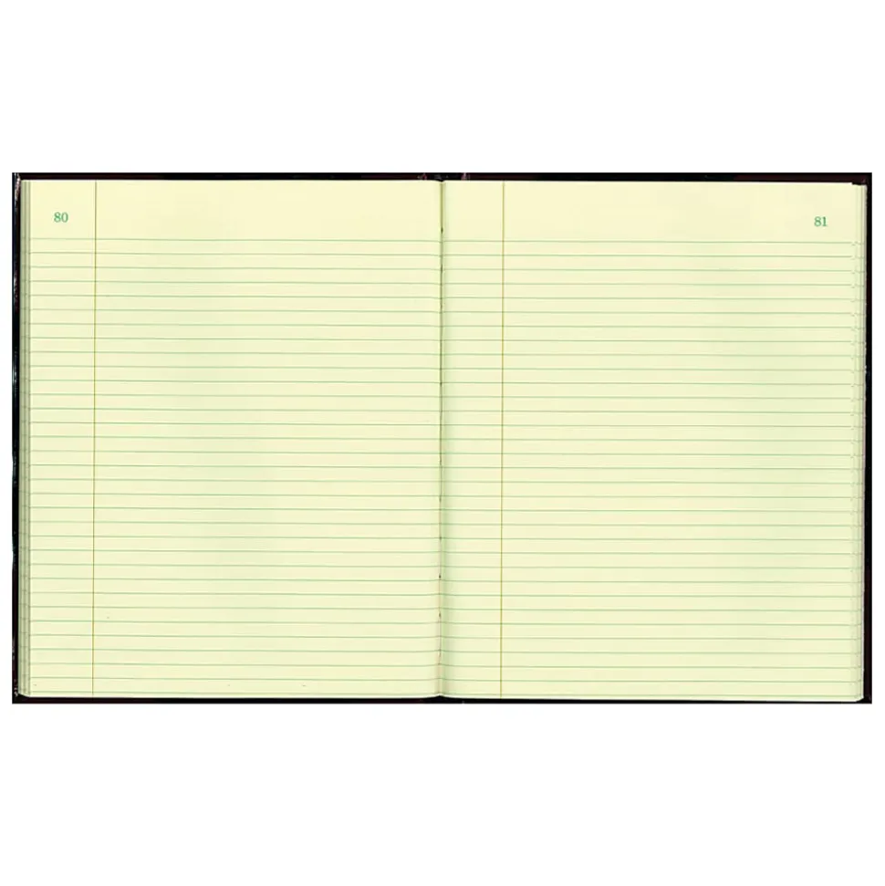 National® Brand 50% Recycled Black Texhide Record Book With Margin, 8 3/8" x 10 3/8", 300 Pages