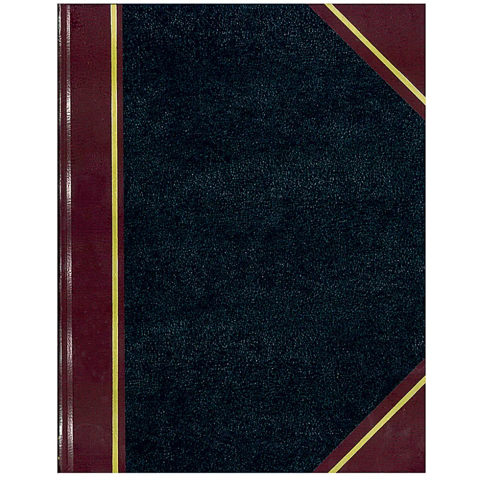 National® Brand 50% Recycled Black Texhide Record Book With Margin, 8 3/8" x 10 3/8", 300 Pages