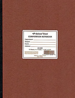 National® Brand 100% Recycled Computation Notebook, 4 x 4 Quad, 11 3/4" x 9 1/4", 75 Sheets