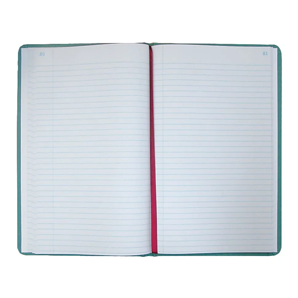 National® Brand Sewn Canvas Account Book, 12 1/8" x 7 5/8", 50% Recycled, Green, 35 Lines Per Page, Book Of 150 Pages