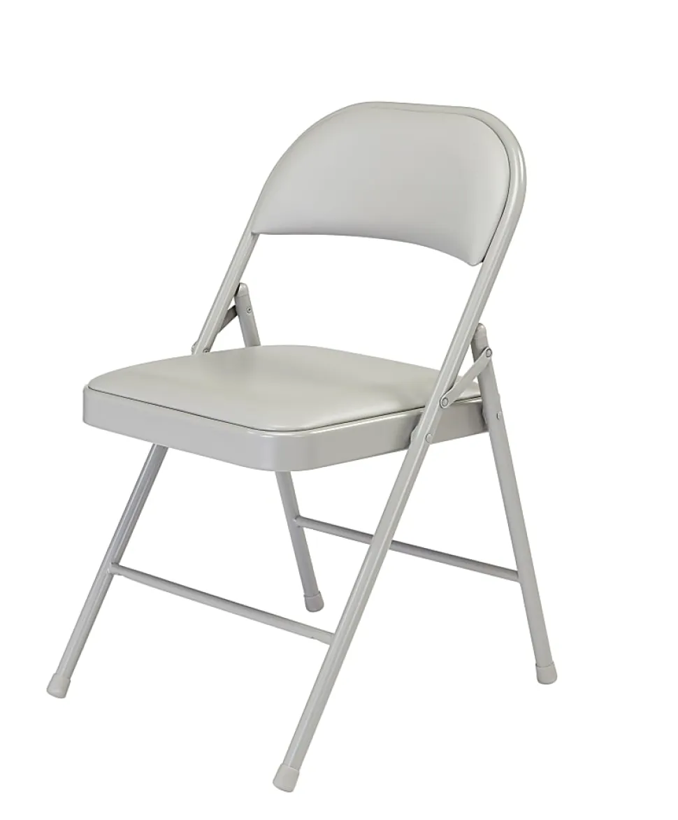 National Public Seating Commercialine 950 Series Vinyl Upholstered Folding Chairs, Gray, Set Of 4 Chairs