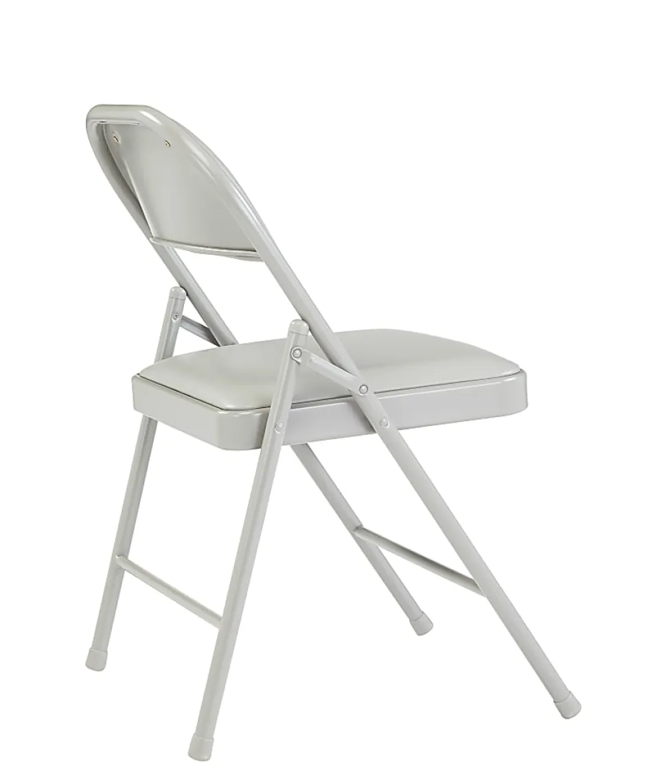 National Public Seating Commercialine 950 Series Vinyl Upholstered Folding Chairs, Gray, Set Of 4 Chairs