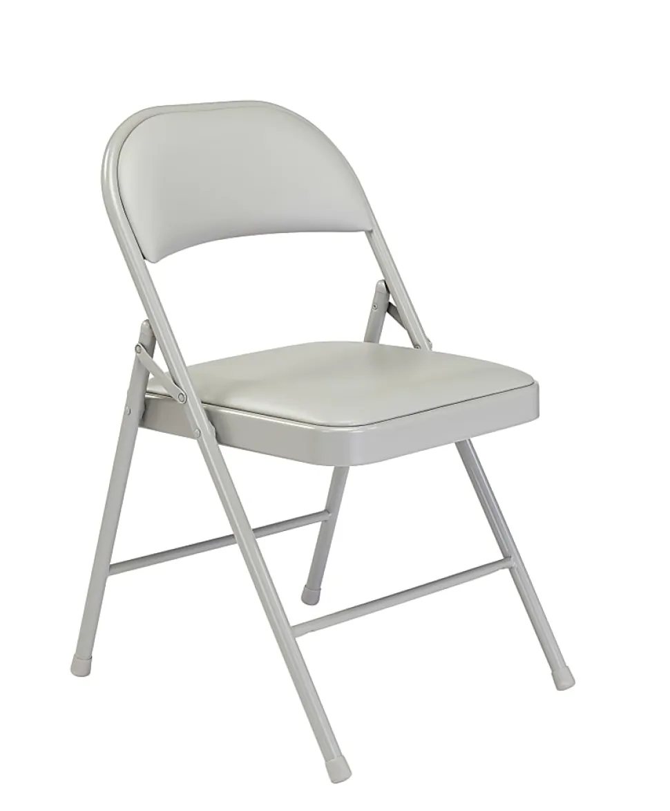 National Public Seating Commercialine 950 Series Vinyl Upholstered Folding Chairs, Gray, Set Of 4 Chairs