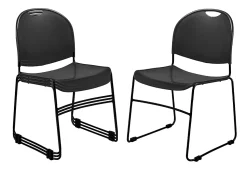 National Public Seating Commercialine Multipurpose Ultra Compact Stack Chairs, Black, Set Of 4 Chairs