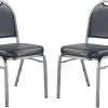 National Public Seating Dome-Back Stacking Banquet Chairs, Vinyl, Midnight Blue/Silvervein, Set Of 2