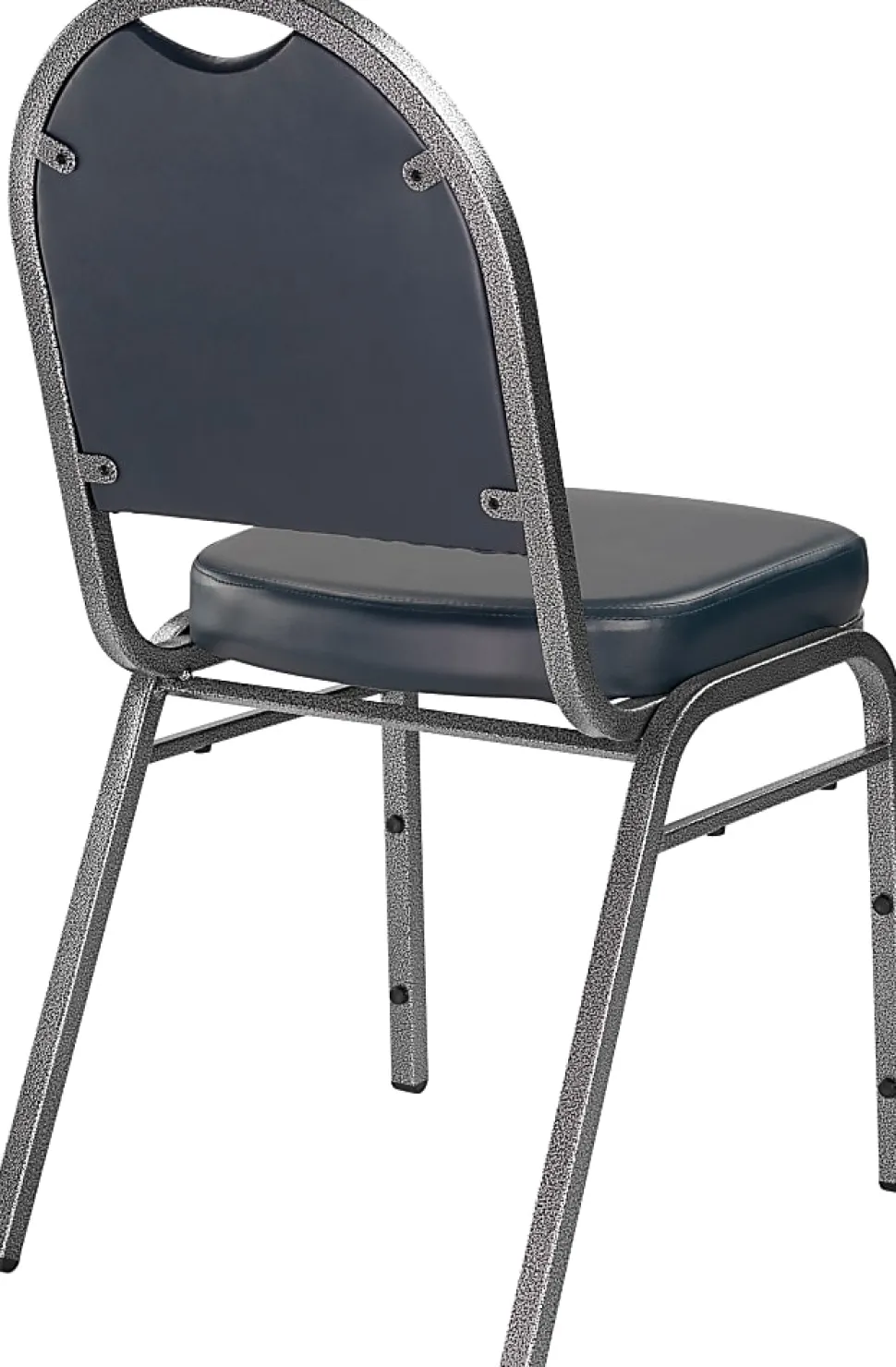 National Public Seating Dome-Back Stacking Banquet Chairs, Vinyl, Midnight Blue/Silvervein, Set Of 2